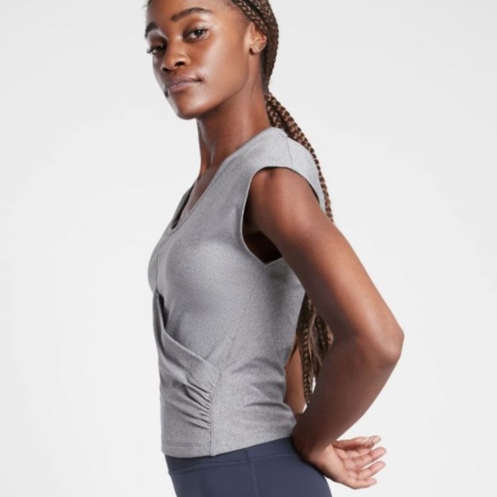 Athleta Bayview faux wrap gray top - Picture 2 of 11